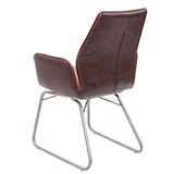 thumbnail of Esszimmerstuhl HWC-G73, Küchen/Schwingstuhl, Wippfunktion Stoff Kunstleder Edelstahl gebürstet ~ braun Wildlederoptik