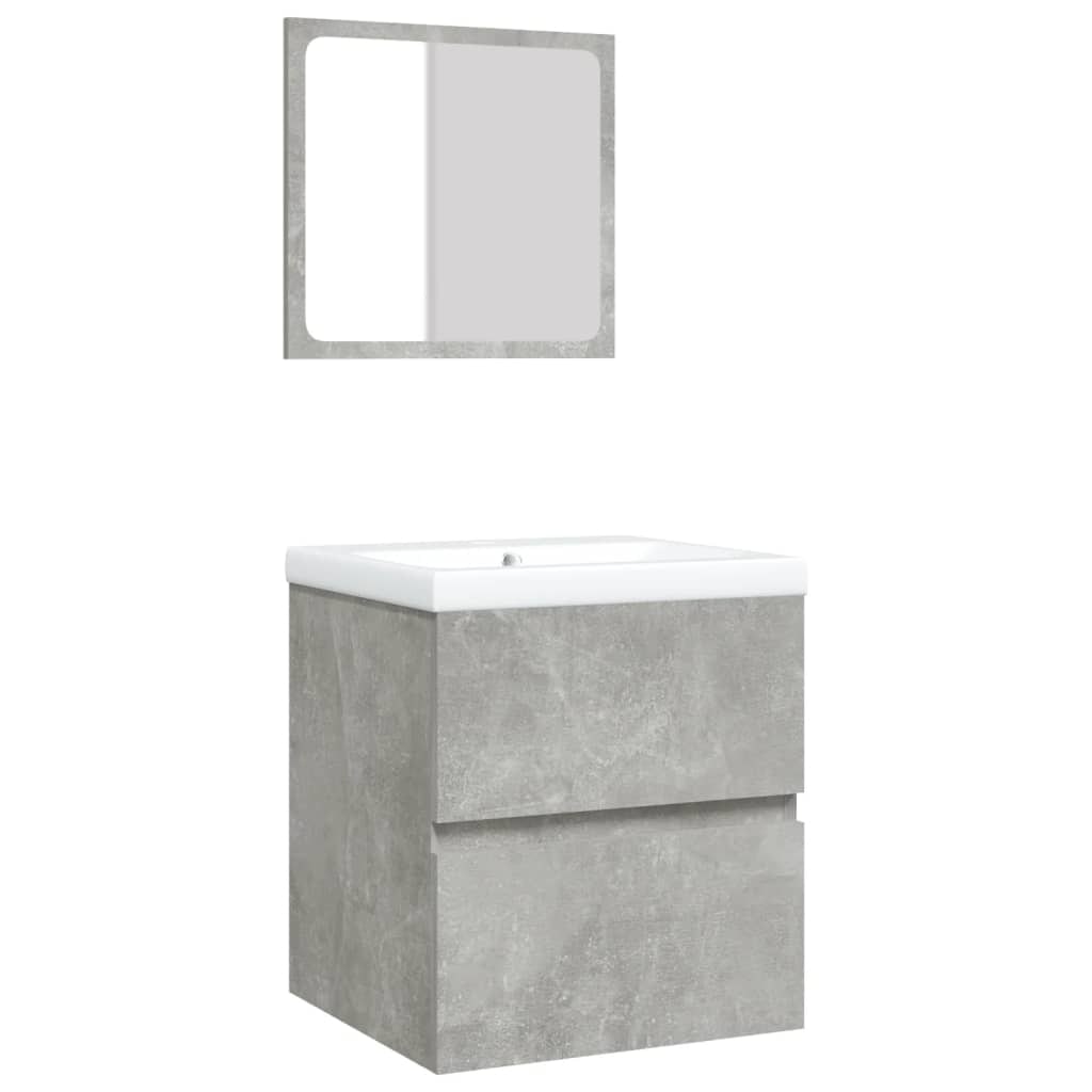 Helloshop26 - Badezimmer-Waschtisch mit Waschbecken und Spiegel Betongrau 02_0006644