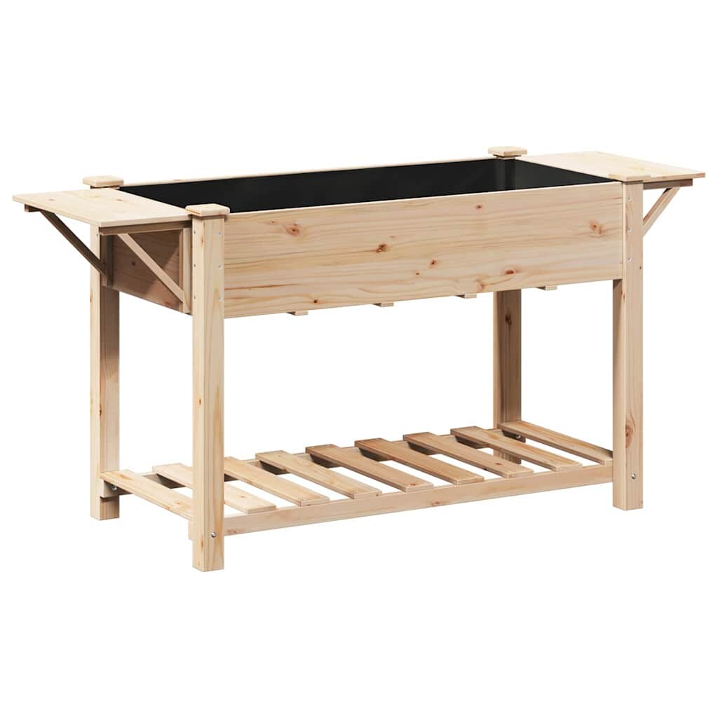 Helloshop26 - Gartenpflanzkasten mit Ablage 155 x 59 x 76 cm praktisch und minimalistisch aus beigefarbenem Tannenholz