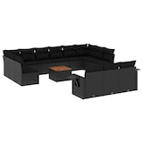 thumbnail of vidaXL 14-tlg. Garten-Sofagarnitur mit Kissen Schwarz Poly Rattan