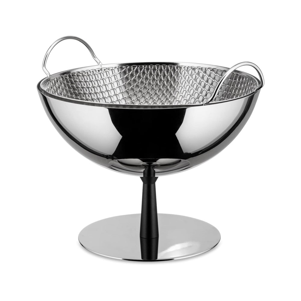 alessi c04 frutero de acero cromado, 150 cl, diámetro 25 cm, altura 20 cm.