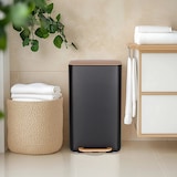 thumbnail of Abfallsammler / Mülleimer CLEAN NATURA 30L Holzoptik Stahl schwarz/walnuss hjh OFFICE