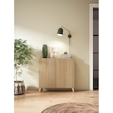 thumbnail of HERDASA, Zapatero modelo SUNNE en melamina, en color roble dorado con frente efecto listones