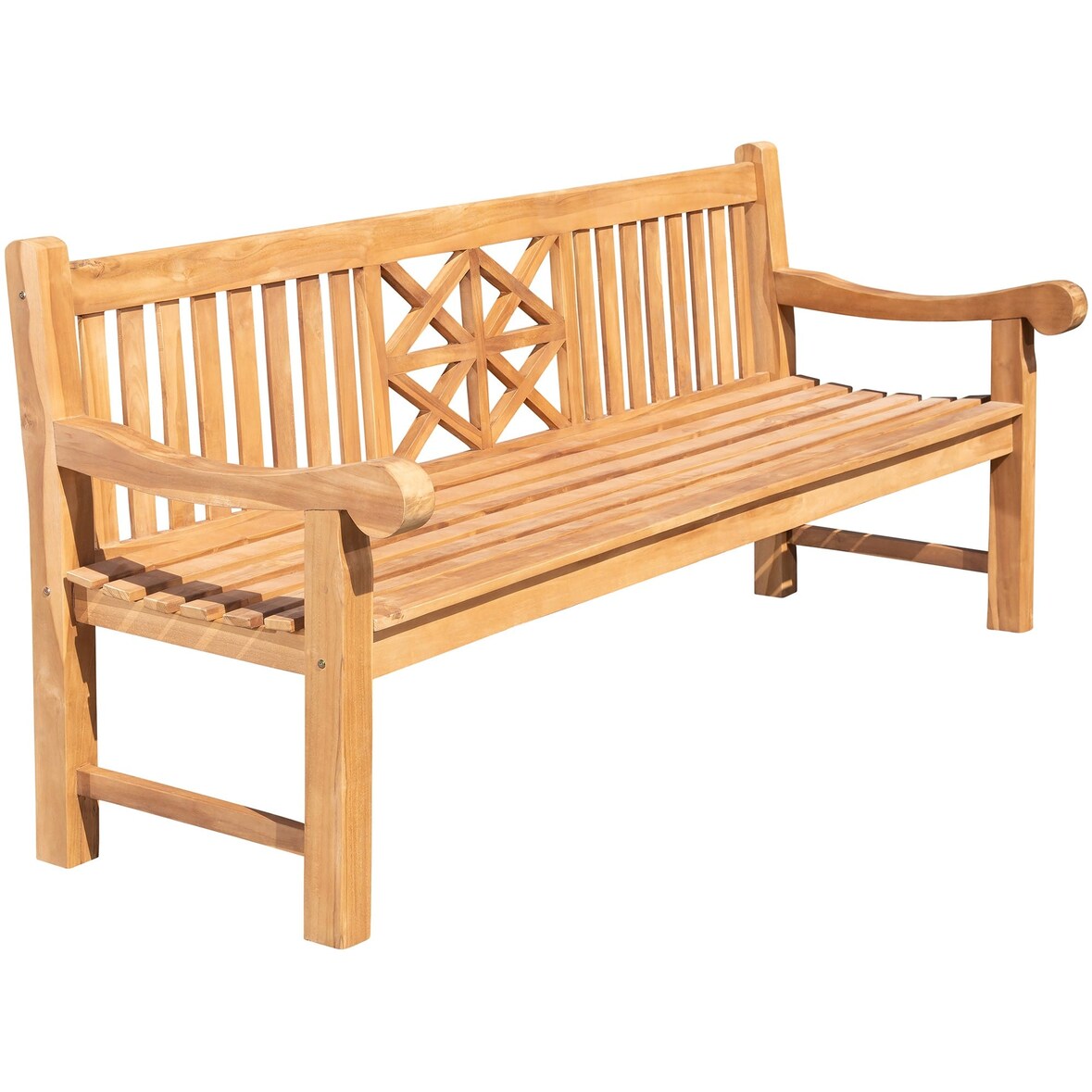 Gartenbank Teakbank VUZAR - Holz Teak 220x72x92 cm | Holzbank 220 Cm Gartenbank Sitzbank Mit Lehne Wetterfest Bank Garten Terrasse