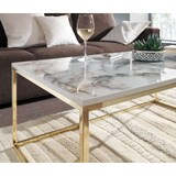 thumbnail of Couchtisch in Marmor-Optik mit Metallbeine, rechteckig - Serie `Marbrix`. Weiß, 100x60x40 cm | Kadima Design
