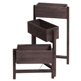 thumbnail of Pflanzregal T275, Standregal Blumenständer Pflanzkasten, 65x108x15cm, Holz Shabby-Look Vintage ~ grau-braun