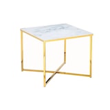 thumbnail of SalesFever Beistelltisch quadratisch | Glasplatte foliert in Marmor-Optik | Gestell Metall | B 50 x T 50 x H 42 cm | weiß-gold