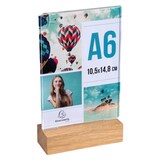 thumbnail of EXACOMPTA Porta-avvisi da tavolo con base in legno per formato A6, cod. 86258D in PMMA (acrilico) resistente ai raggi UV. Confezione da 10 pezzi.