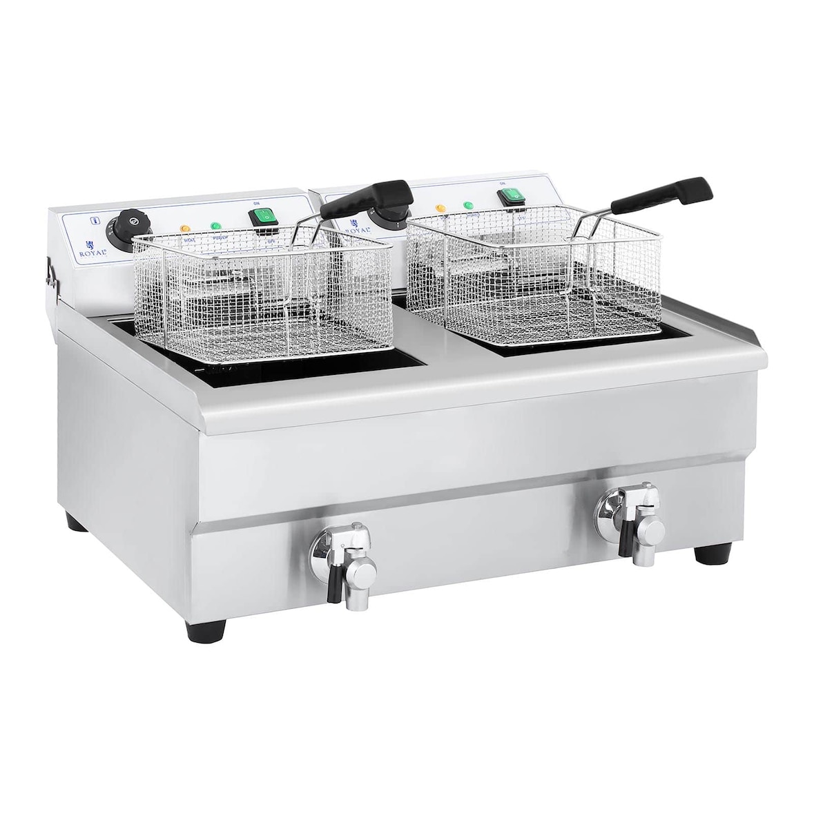 HELLOSHOP26 - Friggitrice elettrica professionale doppia 2 x 3 200 watt 2 x 16 litri totali 2 x 12 litri olio termostato 2 rubinetto