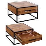 thumbnail of Industrie-Stil Couchtisch, Metall und Holz, Schublade, 50 kg Belastbarkeit. 65x65x38 cm | Kadima Design