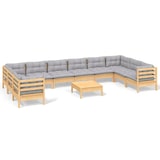 thumbnail of vidaXL 11-tlg. Garten-Lounge-Set mit Grauen Kissen Kiefernholz