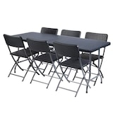 thumbnail of Mesa plegable, resistente al clima, con mango, apariencia de ratán, máx. 100 kg, negro