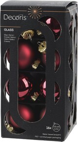 thumbnail of 16 Weihnachtskugeln Glas 3,5cm matt & glänzend Christbaumkugeln Weihnachtsbaumkugeln Christbaumschmuck Weihnachtsbaumschmuck Uni Ochsenblut