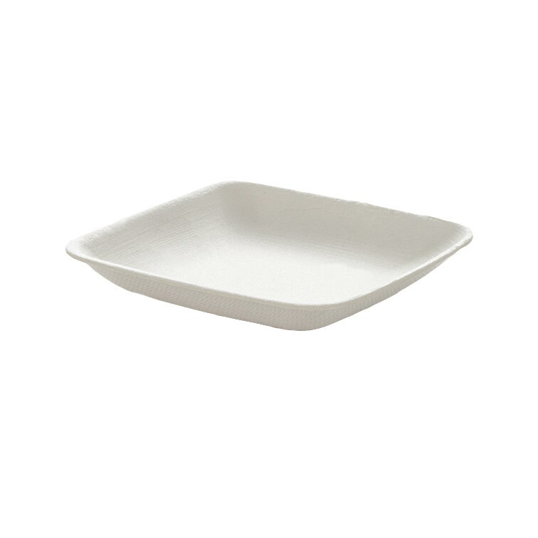 MONOUSO - Mini Suikerriet Schotel Wit Vierkant 6,6x6,6cm (50 Stuks)