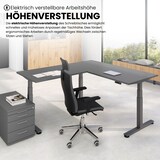 thumbnail of bümö Eckschreibtisch elektrisch höhenverstellbar L-Form: 180 x 200 cm in graphit, Gestell silber - Stehschreibtisch mit Memory-Steuerung,