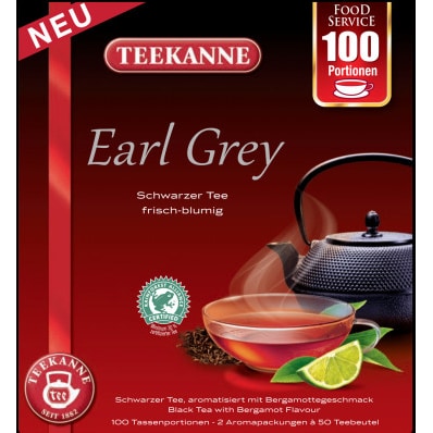 Teekanne Schwarztee Earl Grey Food Service 100 Teebeutel (175g)