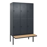 thumbnail of C+P Spind Classic PLUS, Buche schwebende Sitzbank, 6 Abteile, HxBxT 212x120x82cm, Sicherheitsdrehriegel, Anthrazit von PROREGAL