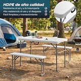 thumbnail of YOEVU kit mesa plegable y bancos portátil 113x61x74cm HDPE acero plegable resistente