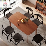 thumbnail of Esstisch Holz Braun 150x80x76 cm für 6 Personen im Landhausstil, lackierte Oberfläche, abgerundete Ecken, rutschfeste Fußpolster