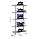 thumbnail of SimonRack Metallregal, 2000x1100x600 mm, 5 Ebenen, Metallboden, 180 kg Biegepunkt, Grau/Verzinkt - Simonclick