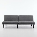 thumbnail of Klappbares 2-Sitzer-Sofa aus Samt in Grau, 3-fach verstellbare Rückenlehne, Holz-Lattenstruktur, als Sofa und Gästebett