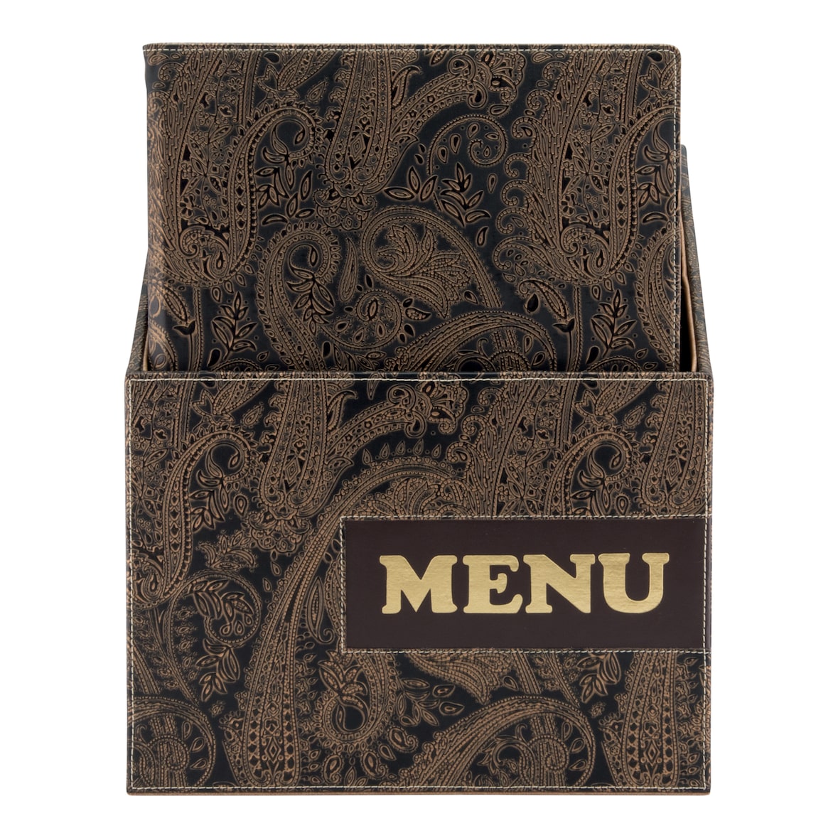 Securit® Box mit 10 Speisekarten A4 "Design" – Paisley – 4 Seiten