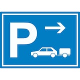 thumbnail of PKW mit Anhänger Parkplatz Aufkleber mit Richtungspfeil rechts waagerecht A0 (841x1189mm)