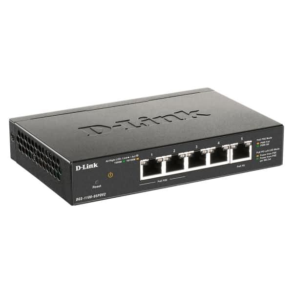 D-Link DGS-1100-05PDV2 5-Port Gigabit Smart Switch