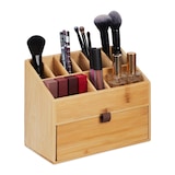 thumbnail of Relaxdays Kosmetik Organizer, Make up Organizer mit Schublade, Pinselhalter, Bambus, HxBxT: 19 x 25,5 x 12,5 cm, natur