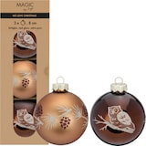 thumbnail of 3 Weihnachtskugeln Glas 8cm matt glänzend Eule Zweig Zapfen Christbaumkugeln Weihnachtsbaumkugeln Christbaumschmuck Weihnachtsbaumschmuck Braun Mix