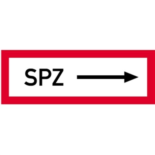 Schild SPZ rechtsweisend, Alu, 297x105 mm