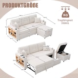 thumbnail of Merax 3-Sitzer-Schlafsofa mit Schlaffunktion, Mehrfunktionales Cord-Sofa mit Stauraum & Ausziehbett. Inkl. USB-C, Beige
