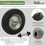 thumbnail of 2x Schubkarrenrad pannensicher Vollgummi 4.80/4.00-8 grau/schwarz + Achse Ersatzrad Reifen PU