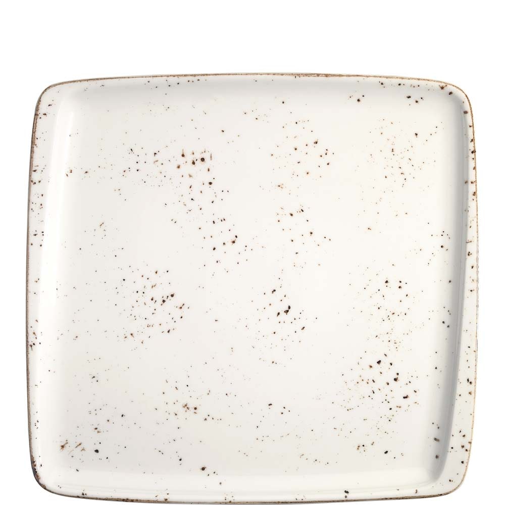 2x Bonna Grain Moove Vintage Retro Platte rechteckig 30x32cm 2,5cm hoch Weiß Creme Braun Porzellan GRAMOV41KR Servierplatten Speise Geschirr