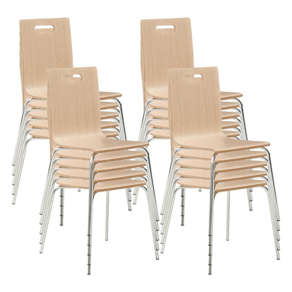 Besucherstuhl Oslo 20er Set | Sitzschale Eiche HPL | stapelbares Stahlgestell Konferenzstuhl