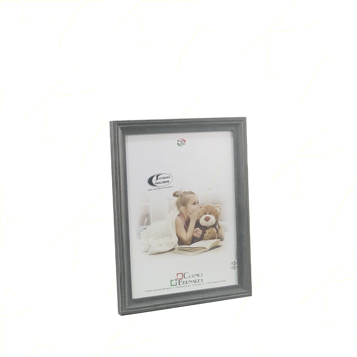 Cornice Portafoto 20x25 cm in Legno Grigio Verticale da Parete con Pannello MDF Vetro Crilex Foto Quadri Decorazioni Regalo