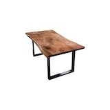 thumbnail of KAWOLA Mesa de comedor LORE 200x100cm maciza con borde de arbol base color nogal negro