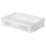 thumbnail of Cassetta forata in PEHD (Polietilene ad alta densità) per trasporto e conservazione alimenti - L 60 x P 40 x H 13 cm - Bianco neutro