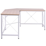 thumbnail of Eckschreibtisch L Form 150x150x76 cm Natur pulverbeschichtetes Stahlgestell melaminierte MDF Platte wasserabweisend mit verstellbaren Füßen