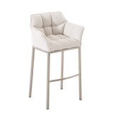 thumbnail of Taburete de Bar Damaso Tela con Base de Cuatro Patas Blanco/Acero inoxidable