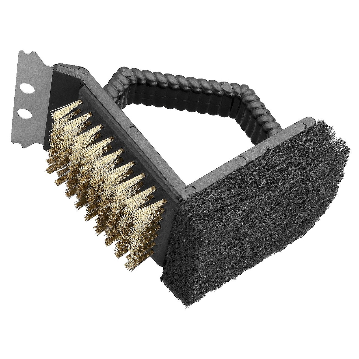 Tarrington House Barbecue reinigingsborstel 3-in-1, kunststof/koperdraad/roestvrij staal, 10 x 12 cm, zwart