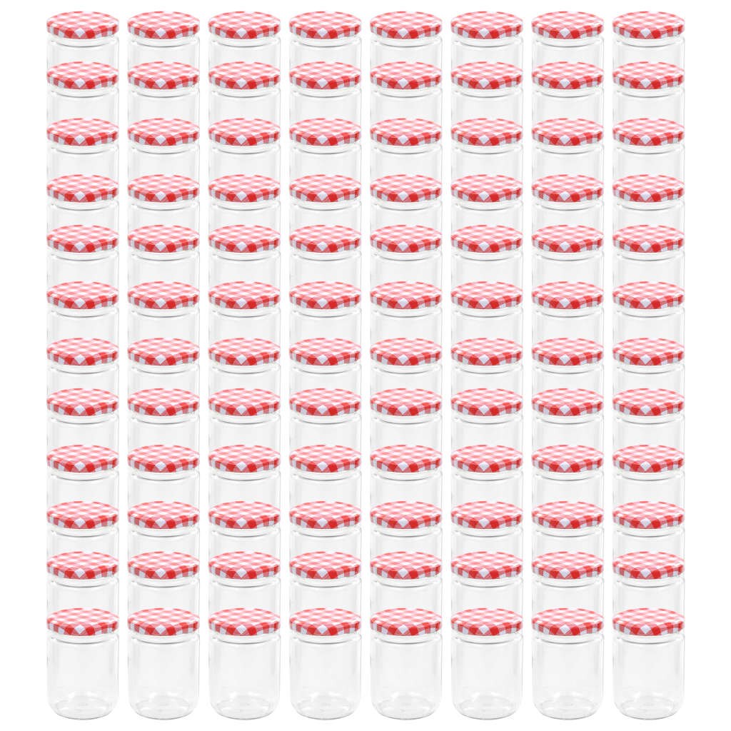 vidaXL Jampotten met wit met rode deksels 96 st 230 ml glas