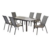 thumbnail of Merxx Amalfi Set 7tlg., 6 Stapelsessel, 1 Tisch 140(200) x 90 cm, Aluminium, Graphit/Grau