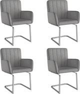 thumbnail of Merax 4er Set Esszimmerstühle, Polsterstühle, mit vertikalen Streifen, Gepolsterter Sessel mit zickzackförmige Metallbeine, PU, grau