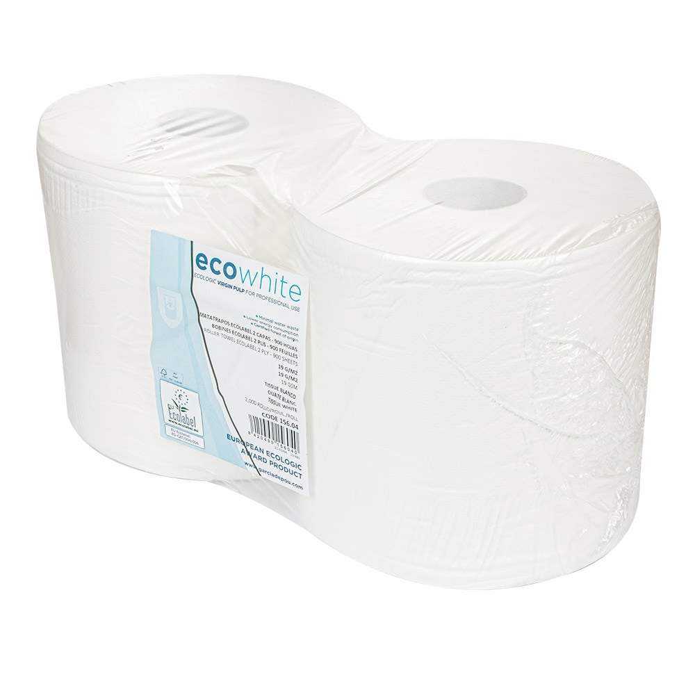 Garcia de Pou 2 Unità - Rotoli Asciugamani Ecolabel 2 Veli - 900 Fogli 19 G/M2 Ø26X26 Cm Bianco Tissue