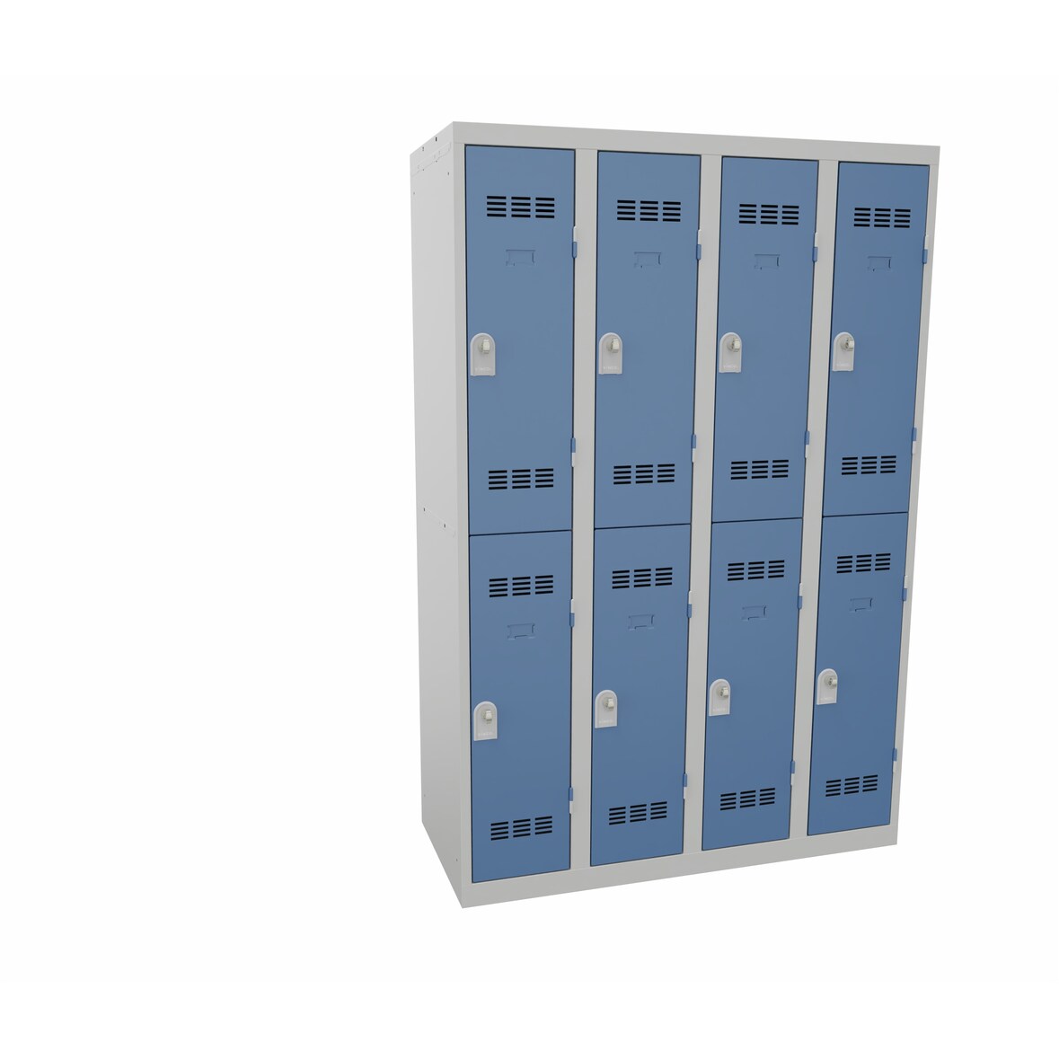 Vinco - Vestiaire monobloc multicases  4 colonnes / 2 portes superposées h180 x l120 gris/bleu