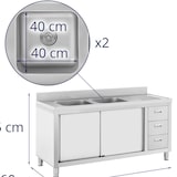 thumbnail of Royal Catering - Royal Catering RC-IKS04 Plonge En Inox Professionnelle Sur Meuble Bas Armoire Placard Avec Évier Acier Inoxydable (2 bacs : 400 x