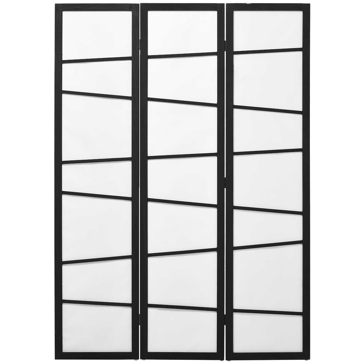 HOMCOM Biombo de 3 Painéis Separador de Ambientes Dobrável Divisória para Espaços de Madeira 120x170 cm Preto e Branco