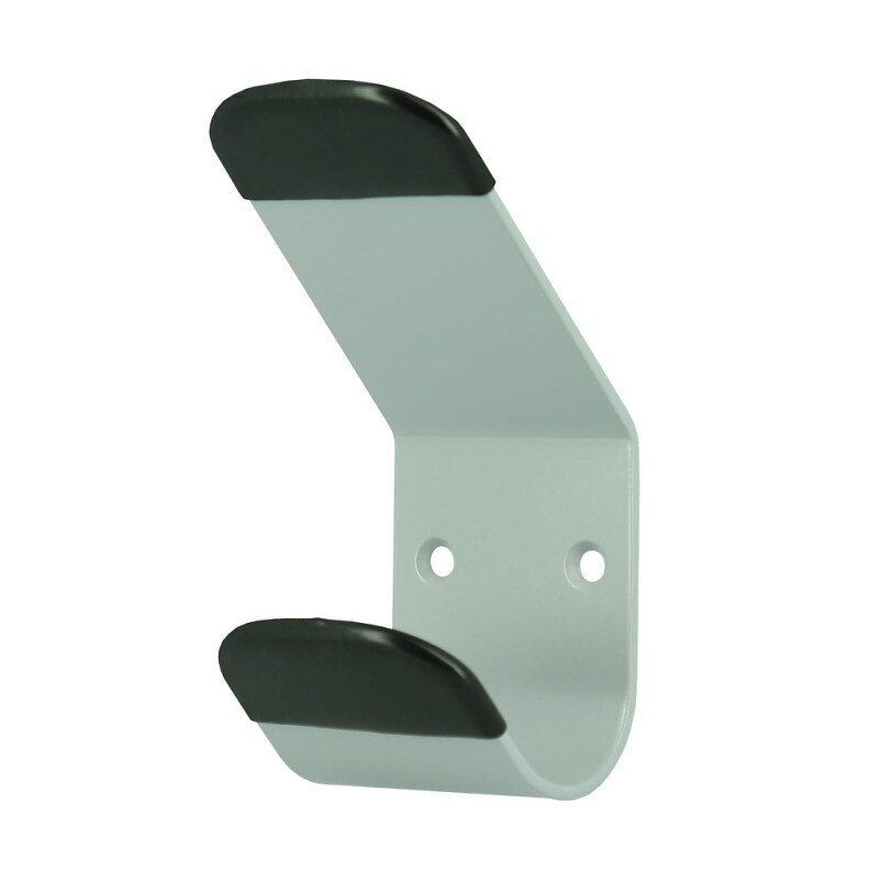 Patère Steely, 1 tête double, en acier et PVC, coloris gris métal