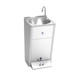 thumbnail of Lave-mains sur pied autonome et portable avec 2 poussoirs. Eau froide et chaude.